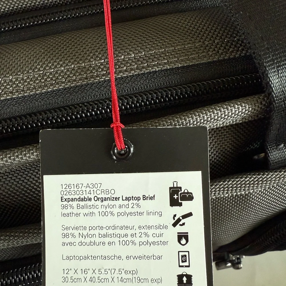 Tumi Briefcase Bag Expandable luggage Gray and Brown NWT
